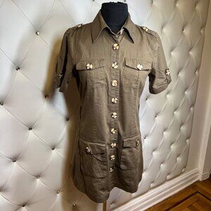 Manifesto Stylish Brown Button-Up Dress Size S